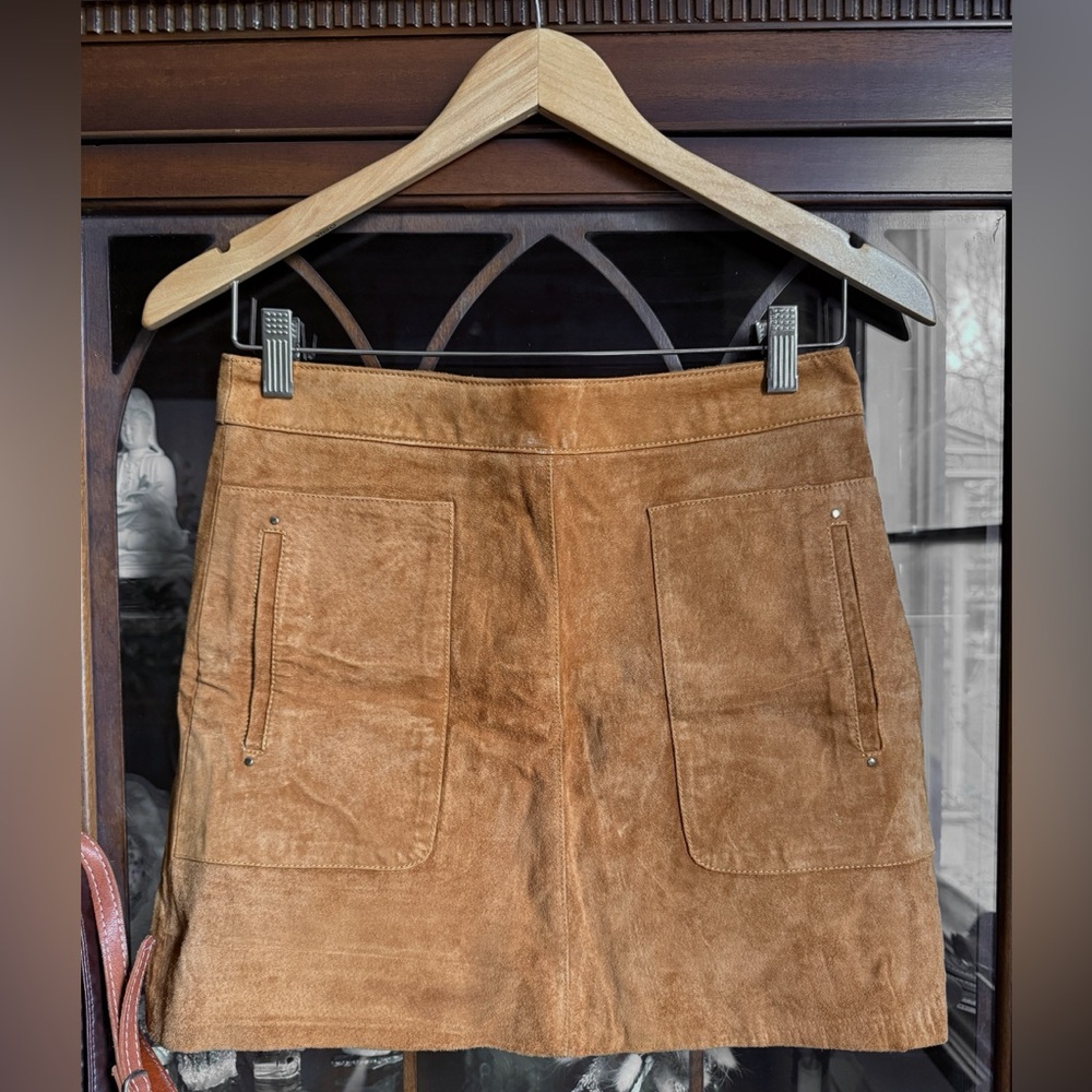 Suede Mini Skirt in Caramel Brown